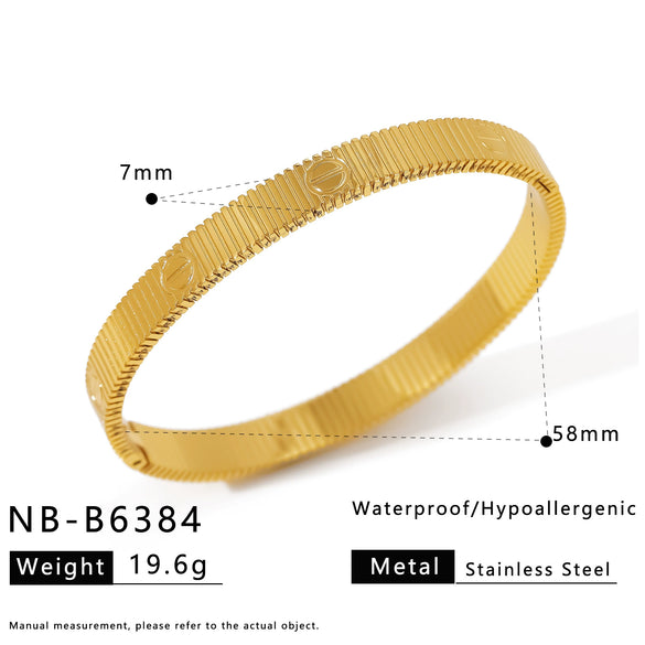 Wholesale Women's Electroplated 18K Gold Geometric Stainless Steel Bracelet Ring Accessories