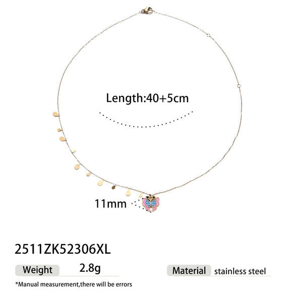 Wholesale Women's Electroplated Stainless Steel And Titanium Steel Butterfly Pendant Sweater Necklace In Light Luxury Niche Style