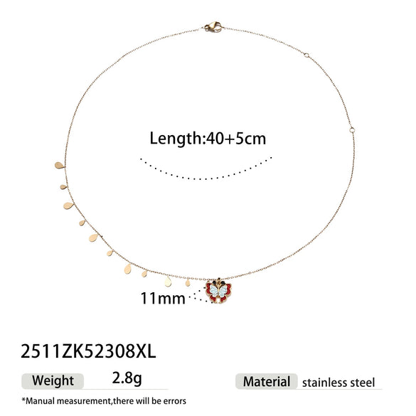 Wholesale Women's Electroplated Stainless Steel And Titanium Steel Butterfly Pendant Sweater Necklace In Light Luxury Niche Style