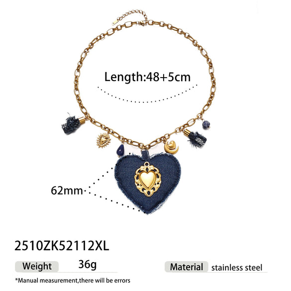 Wholesale Women's Electroplated Stainless Steel And Titanium Steel Heart Pendant Necklace In Ins Style And Minimalist Design