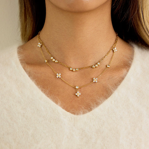 Wholesale Women's Electroplated Stainless Steel Four Leaf Clover Necklace