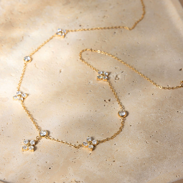 Wholesale Women's Electroplated Stainless Steel Four Leaf Clover Necklace