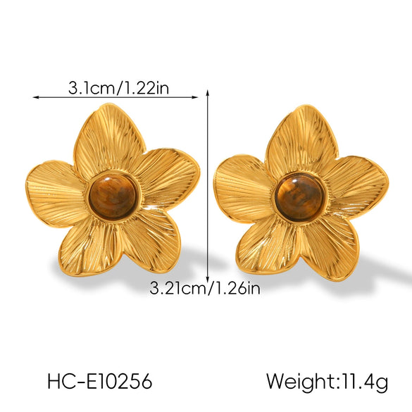 Wholesale Women's Electroplated Stainless Steel Geometric Flower Earrings