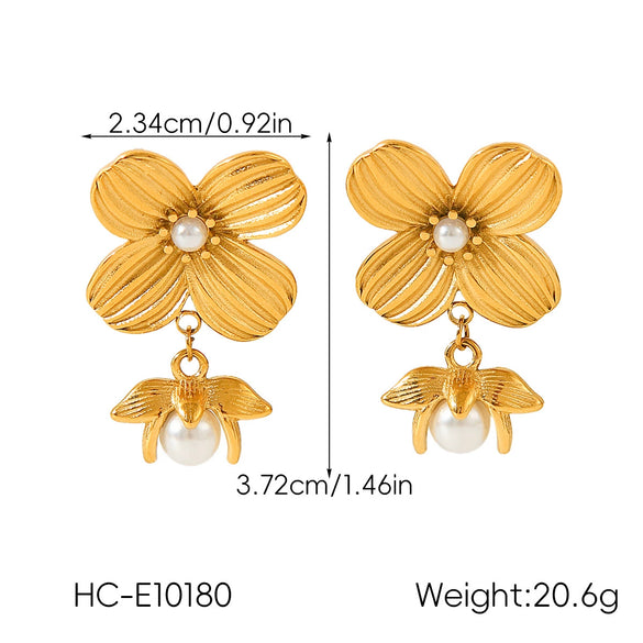 Wholesale Women's Electroplated Stainless Steel Geometric Flower Earrings