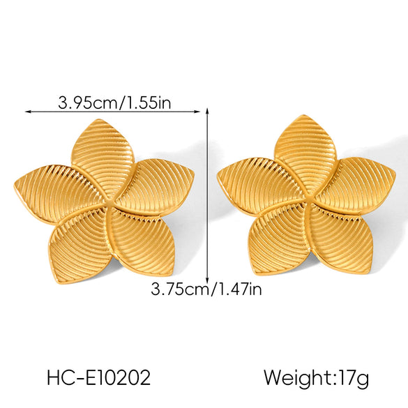 Wholesale Women's Electroplated Stainless Steel Geometric Flower Earrings