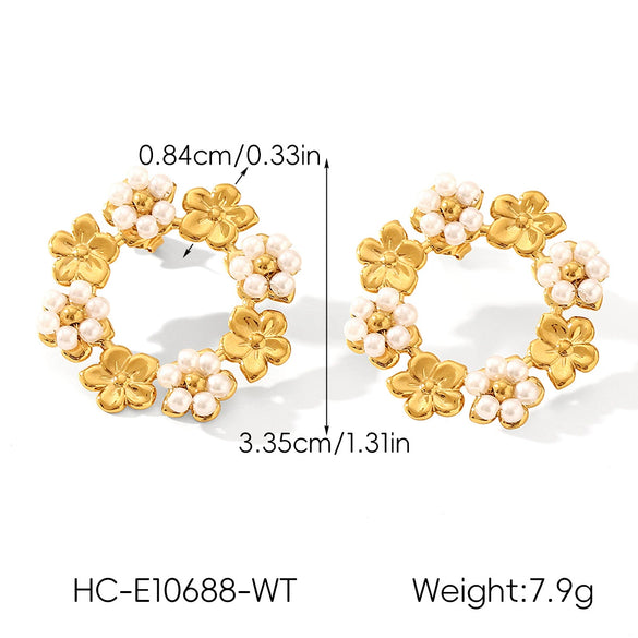 Wholesale Women's Electroplated Stainless Steel Geometric Flower Earrings