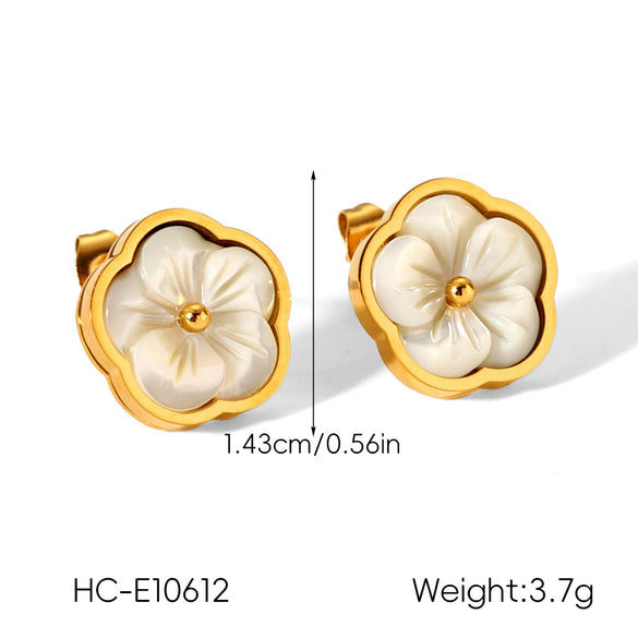 Wholesale Women's Electroplated Stainless Steel Geometric Flower Earrings