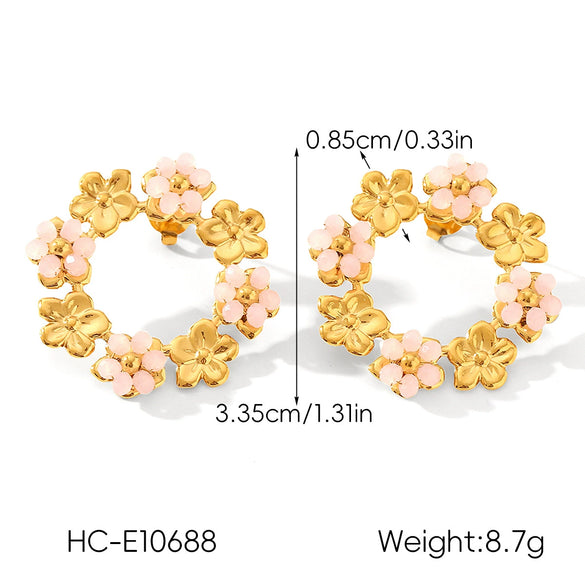 Wholesale Women's Electroplated Stainless Steel Geometric Flower Earrings