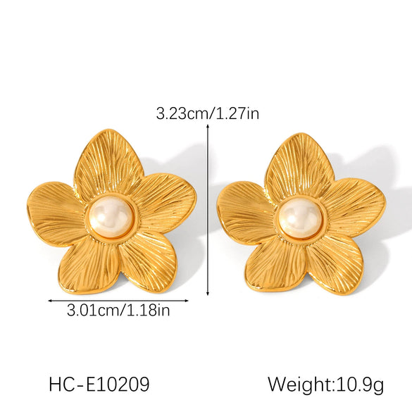 Wholesale Women's Electroplated Stainless Steel Geometric Flower Earrings