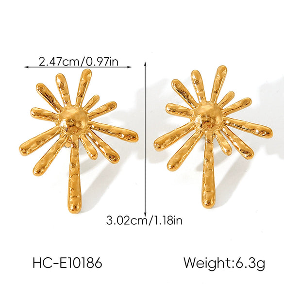 Wholesale Women's Electroplated Stainless Steel Geometric Flower Earrings