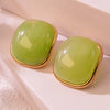 Wholesale Women's Electroplated Stainless Steel Geometric Square Candy Color Earrings