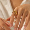 Wholesale Women's Electroplated Stainless Steel Geometric Star Cross Open Ring And Tassel Bracelet