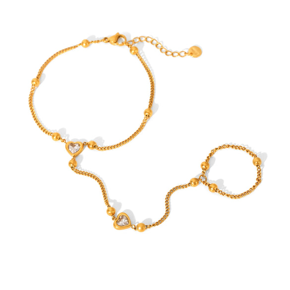 Wholesale Women's Electroplated Stainless Steel Heartshaped And Geometric Bracelet