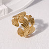 Wholesale Women's Electroplated Stainless Steel Leaf Pattern Open Ring With Ins Style