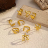 Wholesale Women's Electroplated Stainless Steel Ring With Star Leaf And Animal Patterns