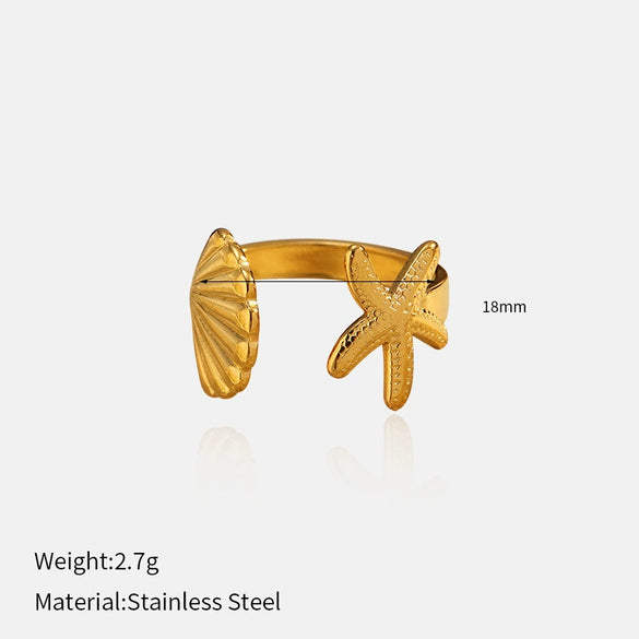 Wholesale Women's Electroplated Stainless Steel Ring With Star Leaf And Animal Patterns