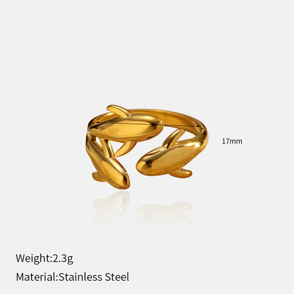Wholesale Women's Electroplated Stainless Steel Ring With Star Leaf And Animal Patterns