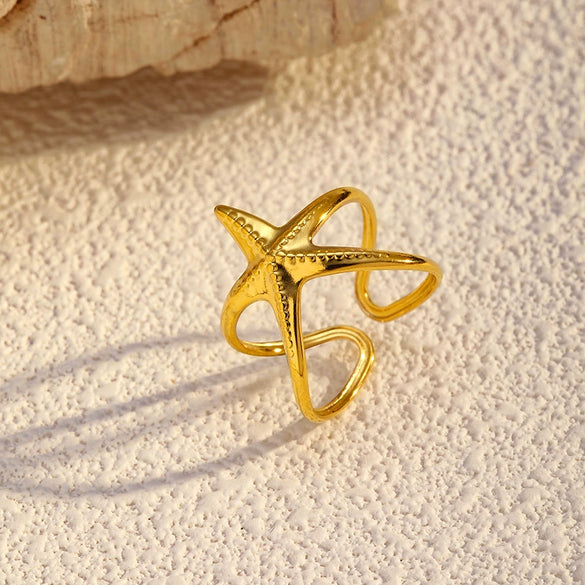 Wholesale Women's Electroplated Stainless Steel Ring With Star Leaf And Animal Patterns