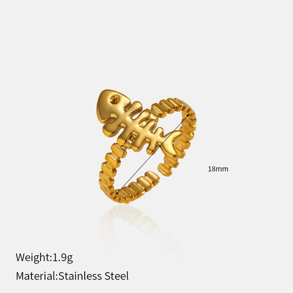 Wholesale Women's Electroplated Stainless Steel Ring With Star Leaf And Animal Patterns