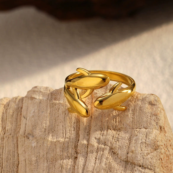 Wholesale Women's Electroplated Stainless Steel Ring With Star Leaf And Animal Patterns