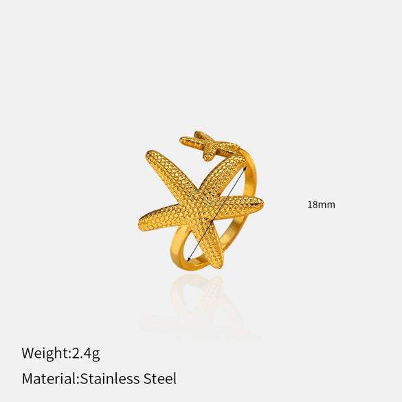 Wholesale Women's Electroplated Stainless Steel Ring With Star Leaf And Animal Patterns
