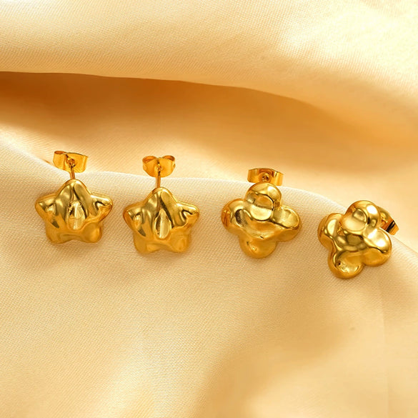 Wholesale Women's Electroplated Star Geometric Titanium Steel Earrings