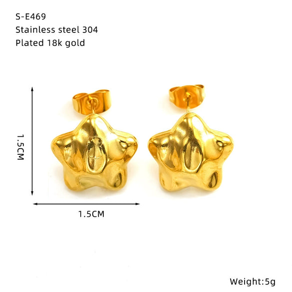 Wholesale Women's Electroplated Star Geometric Titanium Steel Earrings