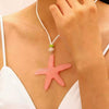 Wholesale Women's Electroplated Star Shape Resin Starfish Necklace With Regular Chain Vacation Style