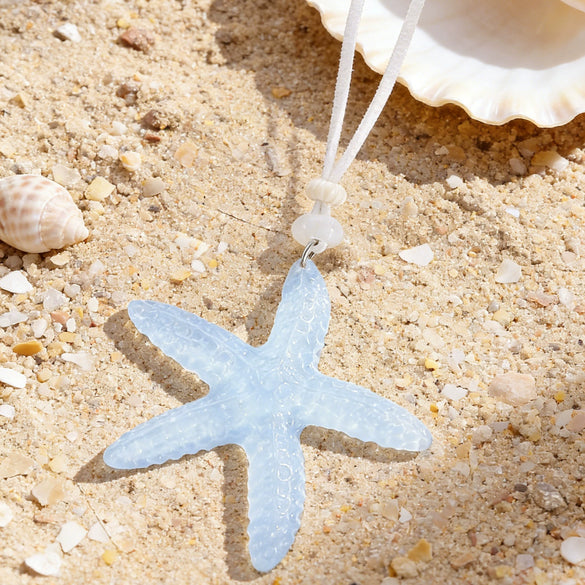 Wholesale Women's Electroplated Star Shape Resin Starfish Necklace With Regular Chain Vacation Style