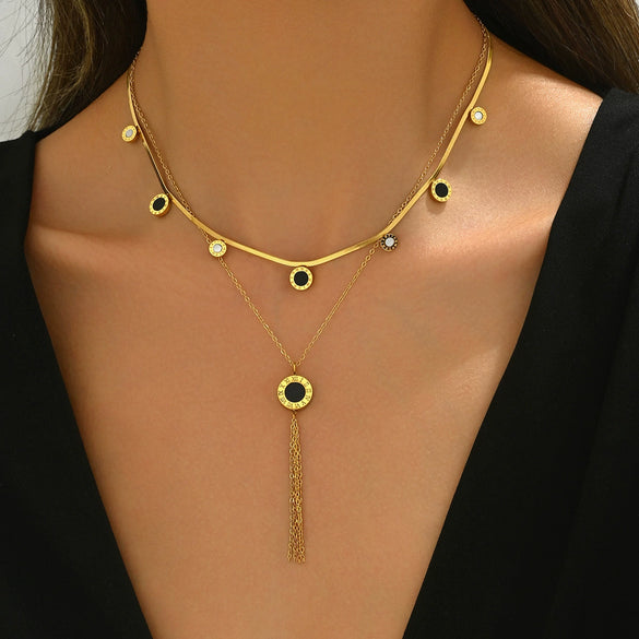 Wholesale Women's Electroplated Titanium Steel Clavicle Chain With Letter Number Text Patterns