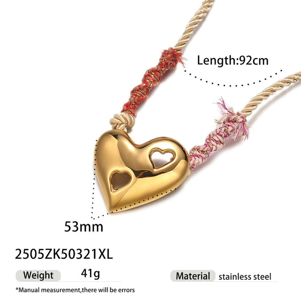 Wholesale Women's Electroplated Titanium Steel Heart Shape Pendant Necklace And Waist Chain Dualpurpose Jewelry