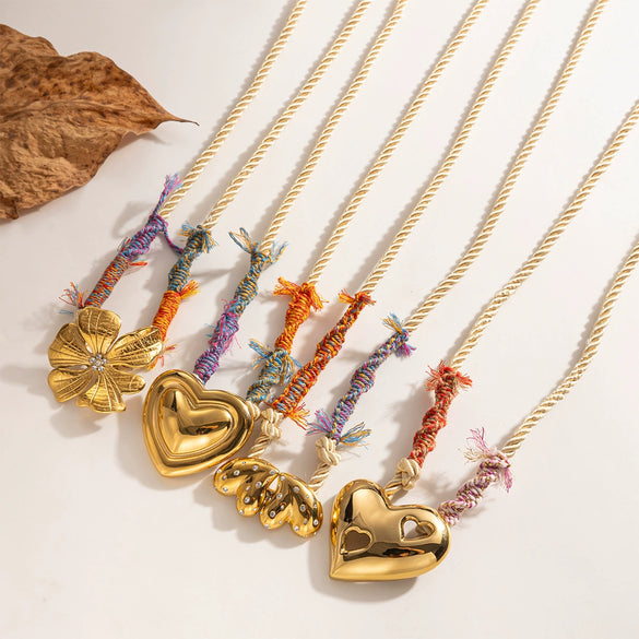 Wholesale Women's Electroplated Titanium Steel Heart Shape Pendant Necklace And Waist Chain Dualpurpose Jewelry