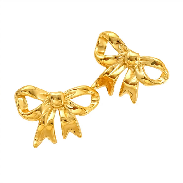 Wholesale Women's Electroplated Titanium Steel Insect And Bow Earrings With Highend Animal Style