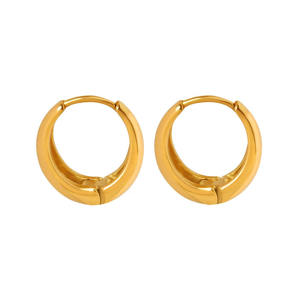 Wholesale Women's Electroplated Titanium Steel Minimalist Round Elegant Geometric Earrings With Ear Buckle