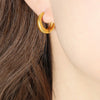 Wholesale Women's Electroplated Titanium Steel Minimalist Round Elegant Geometric Earrings With Ear Buckle