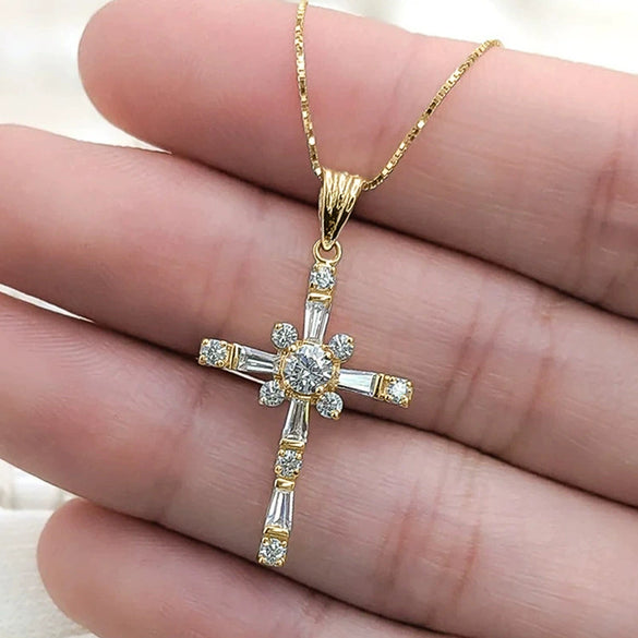Wholesale Women's Elegance Geometric Copper Necklace Set With Zircon Mixed Gemstone Pendant Jewelry