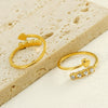 Wholesale Women's Elegant Allmatch Niche Design Sense 316L Stainless Steel 18K Gold Plated Heart Geometric Opening Ring With Diamond