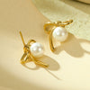 Wholesale Women's Elegant Bow Pearl Titanium Steel Electroplated Earrings Fashion Simple No Fading