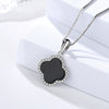 Wholesale Women's Elegant Clover Necklace With Black Agate Pendant Made Of S925 Sterling Silver Electroplated Cross Chain