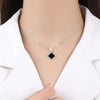 Wholesale Women's Elegant Clover Necklace With Black Agate Pendant Made Of S925 Sterling Silver Electroplated Cross Chain