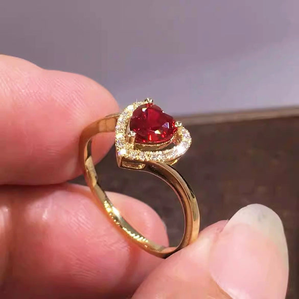 Wholesale Women's Elegant Copper Heart Geometric Zirconia Ring