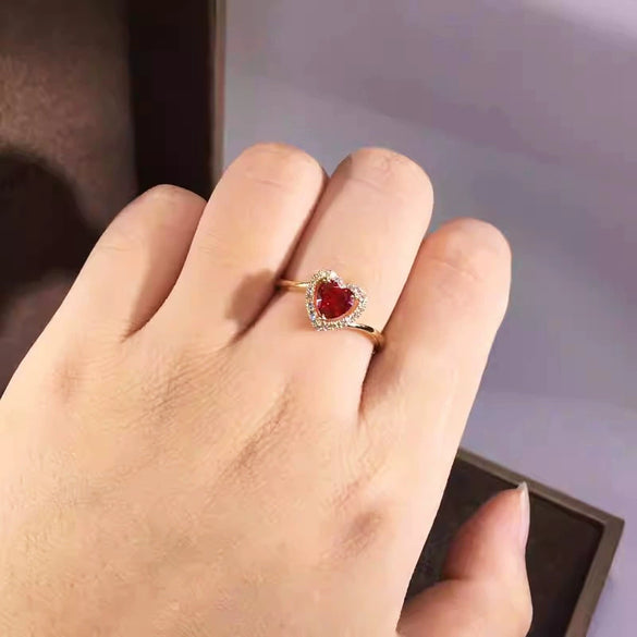 Wholesale Women's Elegant Copper Heart Geometric Zirconia Ring