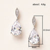 Wholesale Women's Elegant Copper Inlaid Water Drop Zircon Earrings