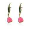 Wholesale Women's Elegant Copper Oildrip Flower Earrings