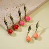 Wholesale Women's Elegant Copper Oildrip Flower Earrings