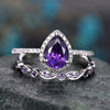 Wholesale Women's Elegant Copper Water Drop Shape Geometric Style Zirconia Microinlaid Ring Twopiece Set