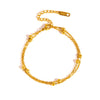 Wholesale Women's Elegant Double Layer Round Bead Bracelet In Stainless Steel With Vacuum Real Gold Electroplating In Pvd Furnace