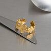 Wholesale Women's Elegant Floral Stainless Steel Vacuum Real Gold Plated Open Ring