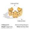 Wholesale Women's Elegant Floral Stainless Steel Vacuum Real Gold Plated Open Ring