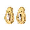 Wholesale Women's Elegant French Imitation Pearl Stainless Steel Earrings With Round Beads Square Love Bow Tie Design And Electroplating Treatment